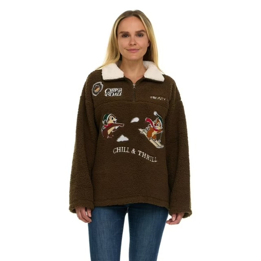 Disney Chip and Dale Women Character Winter Sherpa Pullover Brown XXL LUSJ088